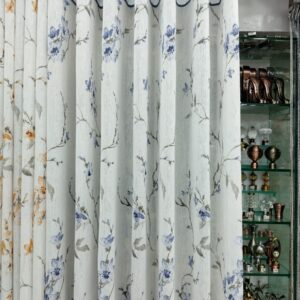 Tishu Curtain Full Plain White With Midle Mixed Flower Design